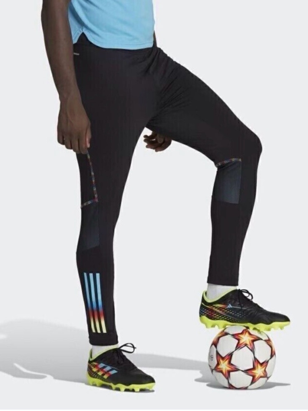 adidas Black Tiro 23 Pro Soccer Training Pants with Rainbow Stripe Accents